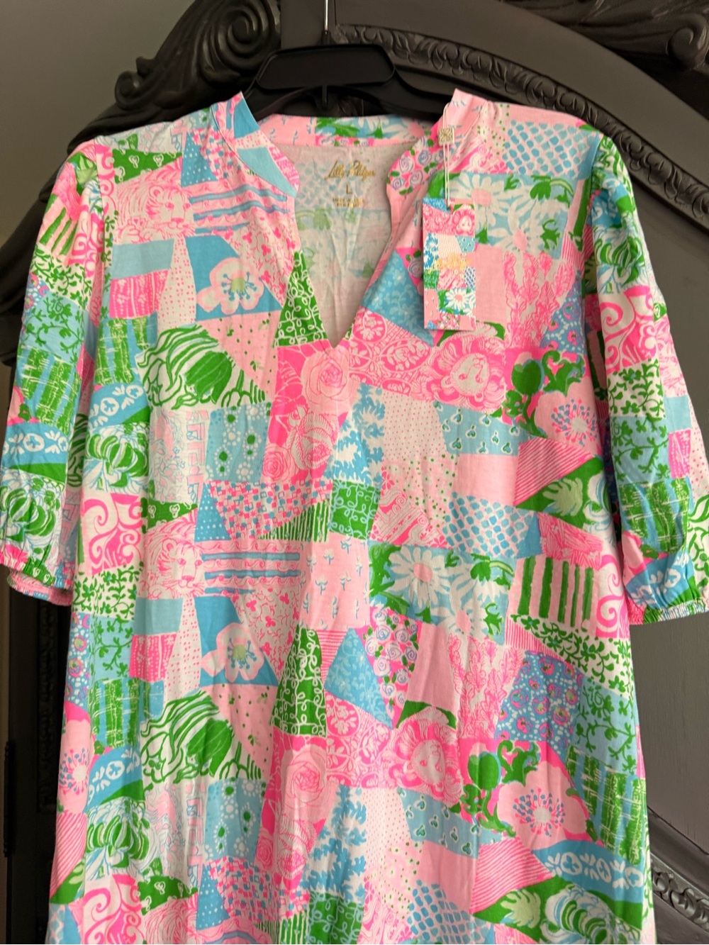 NWT Lilly Pulitzer Pink, Blue & Green Patchwork Tunic - Carey Dress